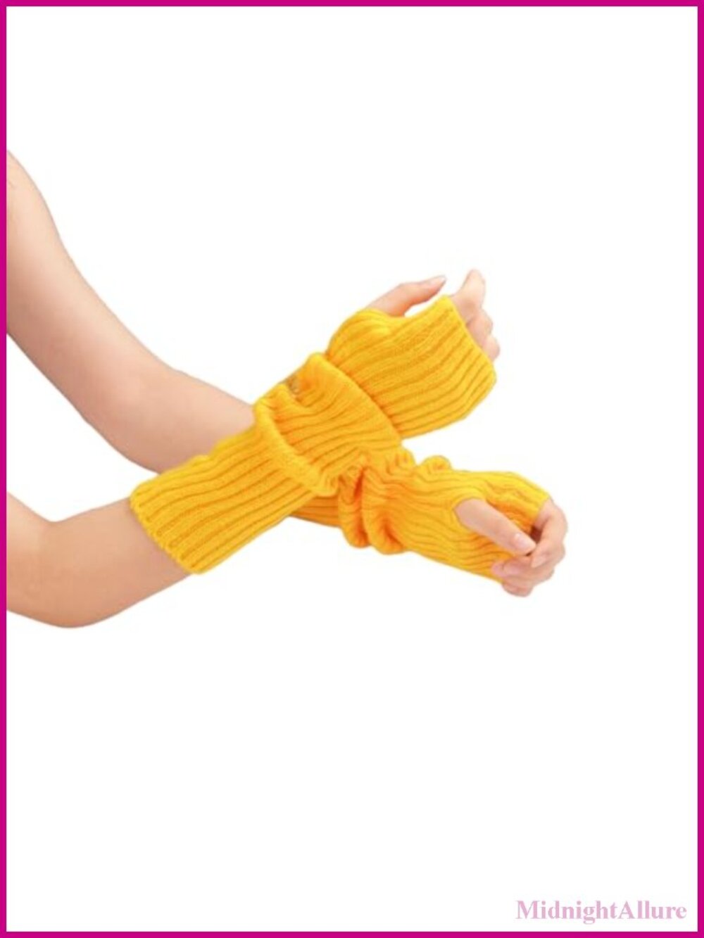 Acrylic Knit Fingerless Arm Warmers Long Gloves Thumb Hole Winter